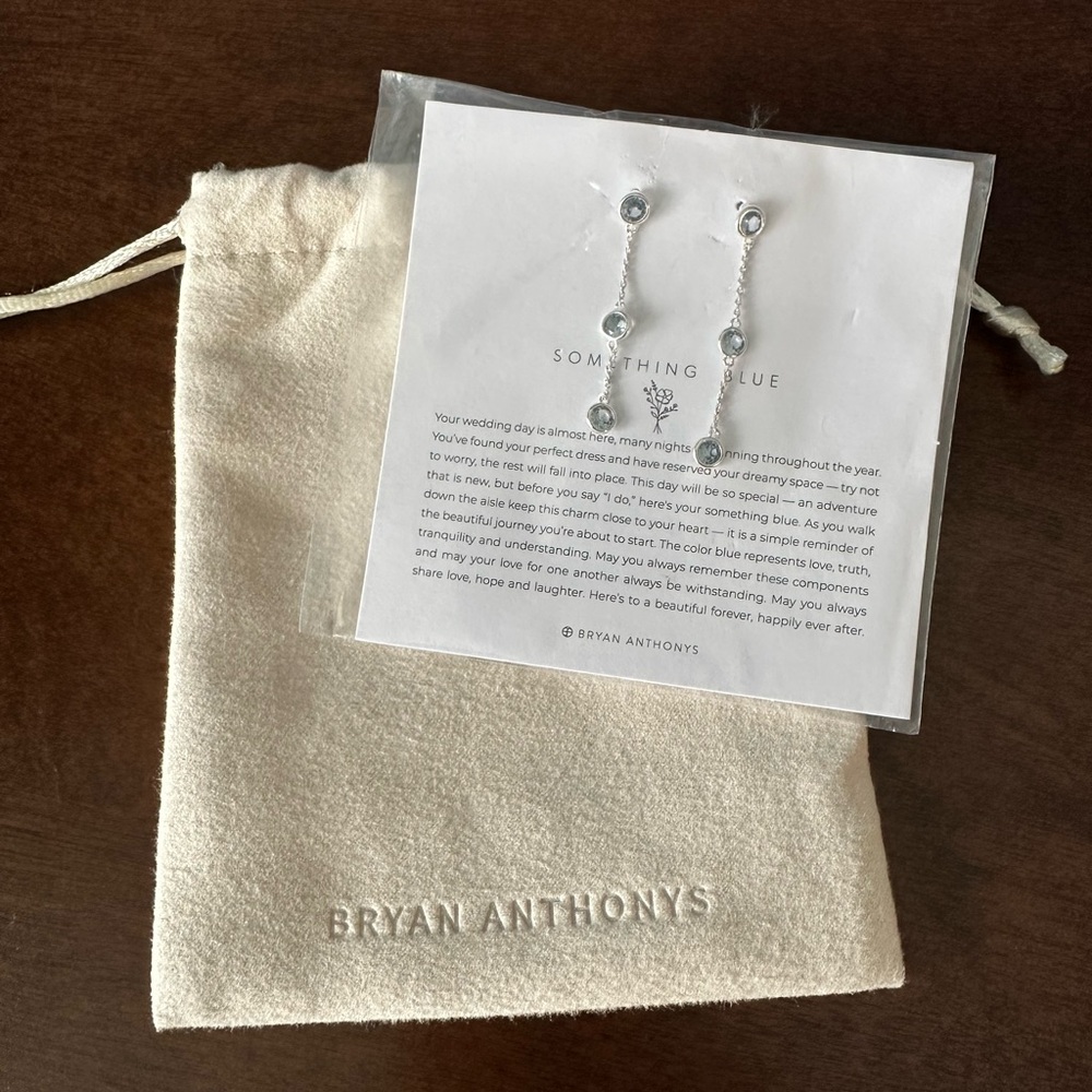 New Bryan Anthonys “Something Blue” Linear Earrings - Picture 2 of 5